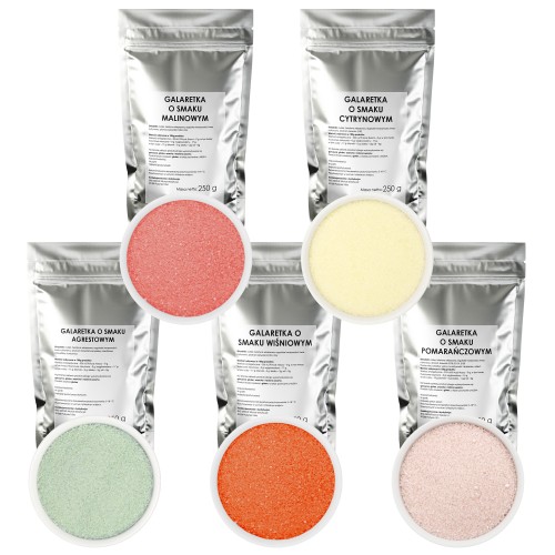 Zestaw galaretka w proszku mix smaków 5 x 250 g